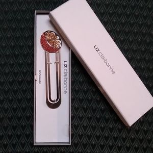 🍊Liz Claiborne Metal Bookmark Orange Citrus Gems